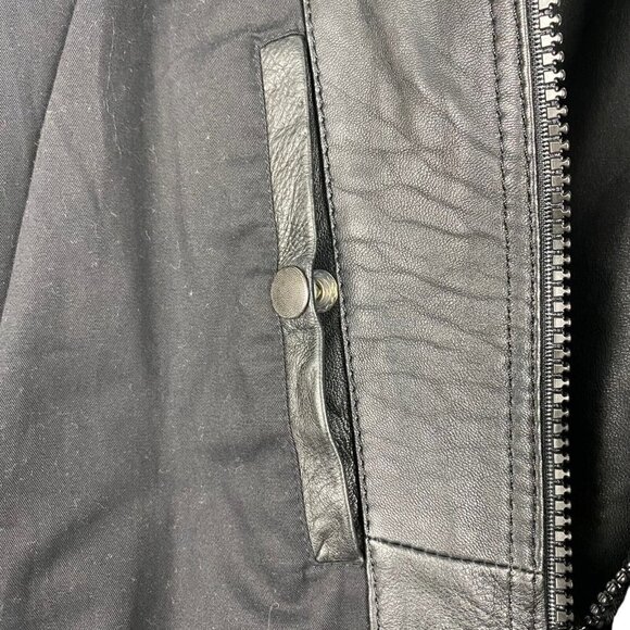 Diesel Men's Black Lamb Leather Full Zip Bomber Jacket Epaulettes US S - Picture 13 of 16